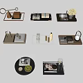 Coffee Table Stylish Decorative Accessories Including Trays Candles And Floral Vases
