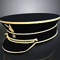 Stylish Black Hat With Gold Trim Rabbit Logo Chain And Badge For Daily Use