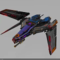 Futuristic Spacecraft With Blue Gray And Orange Red Details For Cosmic Exploration Mission