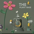 The Plant Base Featuring Colorful Flowers Chick Characters And Glass Jar Container