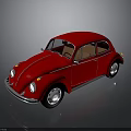 Red Classic Beetle Car Exterior Design With Shiny Finish And Retro Style