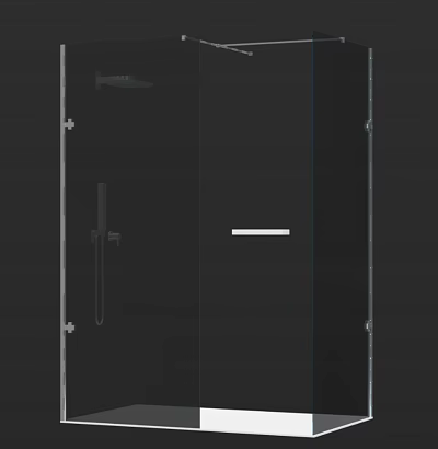 Modern Shower Sauna Interior With Glass Door Shower Head And Steam System 3d model