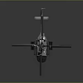 Military Helicopter With Silver Gray Body And Weapons On Dark Background With Reflection