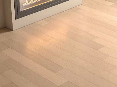 Warm Light Wood Flooring In Modern Home Interior With Fireplace Area And Natural Texture 3d model