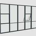 Modern Floor to Ceiling Window with Black Frame and Glass Panes Opening Section 3d model