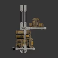 Multi Layer Metal Cart With Rolled Materials And Grille Components On Shelves