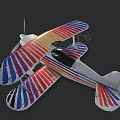 Vibrant Biplane with Colorful Striped Wings and Classic White Fuselage