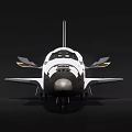 Detailed White Space Shuttle Model With Aerodynamic Wings And Fuselage On Black Display Background