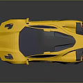 Yellow Sports Car With Streamlined Body And Black Roof In 3D Rendering