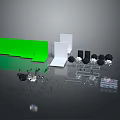 Professional Photography Studio Equipment With Green Screen White Backdrop Studio Lights Tripods And Reflectors