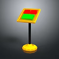 Modern Decorative Furniture With Yellow Frame Square Red Green Panel Black Stand Yellow Base