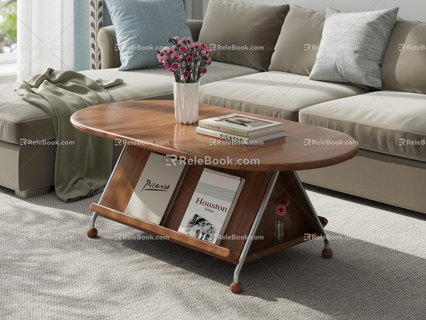 Middle Ancient Style Solid Wood Coffee Table Small Apartment Living Room Oval Coffee Table Vintage Tea Table Coffee Table 3d model