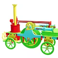 Colorful Toy Steam Locomotive With Green Wheels Red Chimney And Gears
