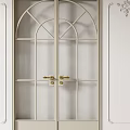 Elegant Double Doors With White Frame Ribbed Glass And Gold Handles