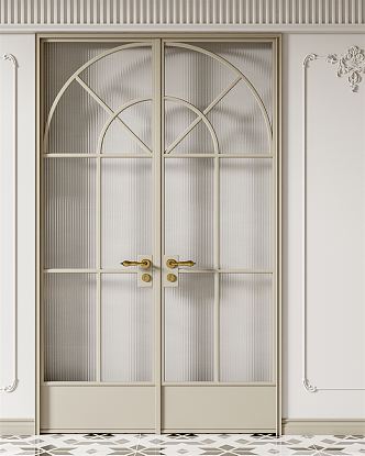 French double door glass door 3d model