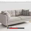 Modern double sofa multiplayer sofa 3d model