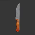 Handheld Weapon Knife With Red Handle And Shiny Metal Blade Design