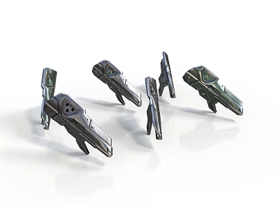 Futuristic Metallic Weapons With Sleek Design And Detailed Modern Structure 3d model