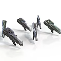 Futuristic Metallic Weapons With Sleek Design And Detailed Modern Structure