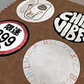 Round Area Rugs with Traffic Sign Letters and Chill Vibes Text Pattern Designs 3d model
