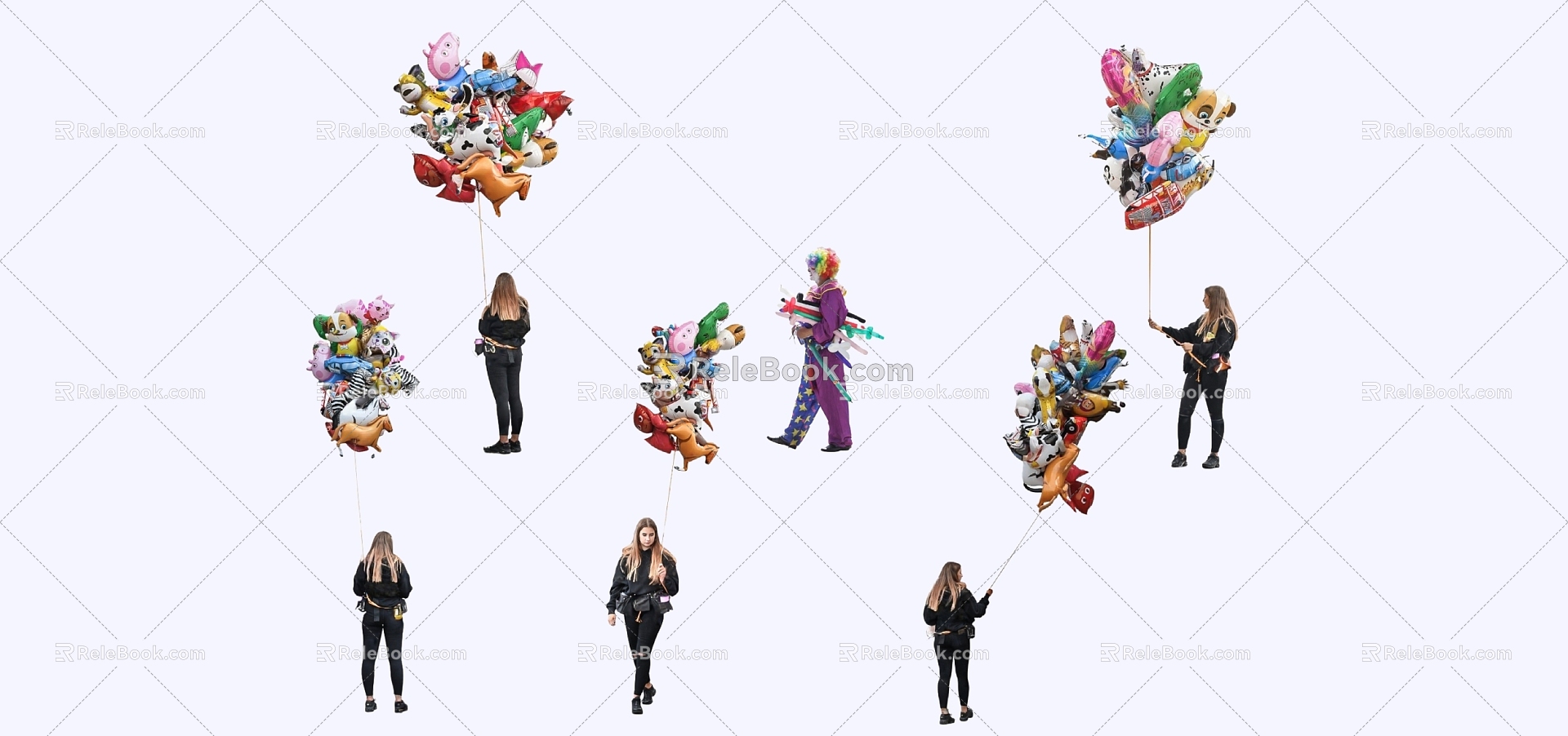 2D Sell Balloon Hot Air Balloon Commercial Clown 3d model