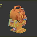 Orange Industrial Safety Switch Mechanical Device With Handle And Stable Base 3d model