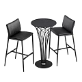 Modern Bar Setup With Black Leather Stools And Metal Frame Design 3d model