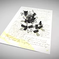 Pile of Black Binder Clips as Practical Daily Supplies on Paper with Text