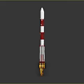 Red And White Rocket Launching With Flames At Base Detailed Model 3d model