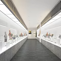 Spacious Modern Exhibition Hall With Glass Display Cases Ancient Artifacts And Bright Lighting