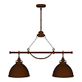 Modern Industrial Two Light Chandelier With Black Shades Metal Frame And Chain