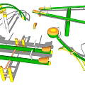 Green And Yellow Outdoor Playground Equipment With Swings Seesaws And Climbing Frames