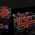 Sparkling Transparent Gift Boxes With Red Bows And Colorful Lighted Decorative Balls