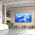 Modern Office Lobby Reception Desk With Marble Finish And Spacious Bright Business Hall Interior Design