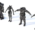 Various Mechanical Humanoid Robot Designs With Armor And Exoskeleton Features 3d model