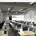 Modern Classroom Computer Classroom Computer Classroom Reading Room Desk and Chair Combination 3d model