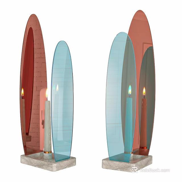 Modern Table Lamp With Transparent Acrylic Shade Red Blue Gray Sleek Minimalist Design Visible Bulb 3d model 
