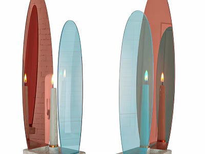 Modern Table Lamp With Transparent Acrylic Shade Red Blue Gray Sleek Minimalist Design Visible Bulb 3d model
