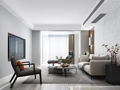 Modern Living Room Interior Design With Sofa Coffee Table TV Accent Chair And Vase Decor 3d model