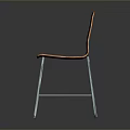 Modern Orange Wooden Chair Furniture With Sleek Metal Legs And Curved Seat Design