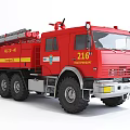Red Functional Fire Truck 216 Fire Department With Ladder Yellow Stripes