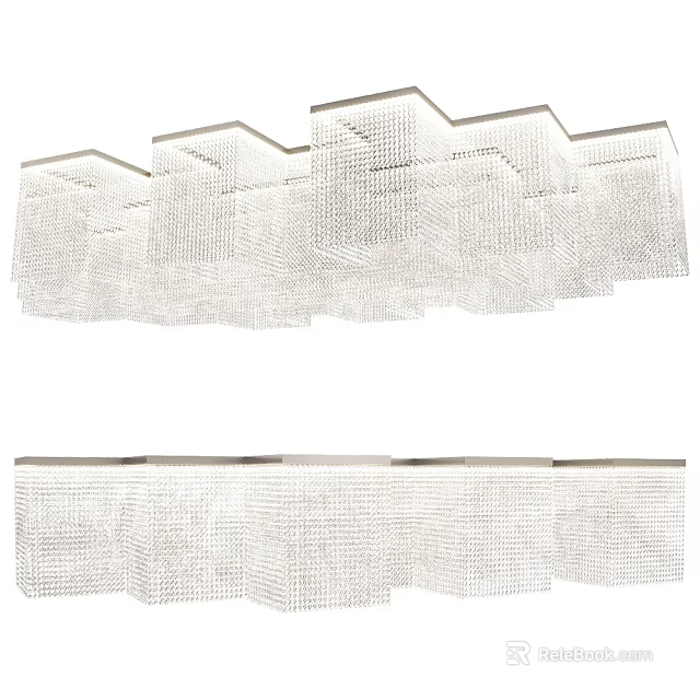 Modern Crystal Chandelier With Geometric Panel Sections For Elegant Interior Design 3d model