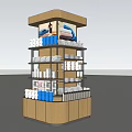 Multi Tiered Wooden and Metal Display Shelf for Retail Products with Bottles Boxes and Goods
