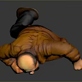 Cartoon Man In Brown Jacket Green Pants And Brown Shoes Running Pose