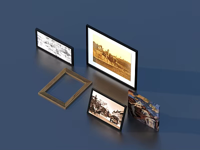 Abstract Paintings In Different Frames Showcasing Colorful Artwork And Modern Style 3d model