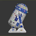 Star Wars R2 D2 Robot Character With Blue And White Design Features 3d model