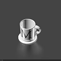 White Mug With Black Letter M And Saucer For Daily Household Use