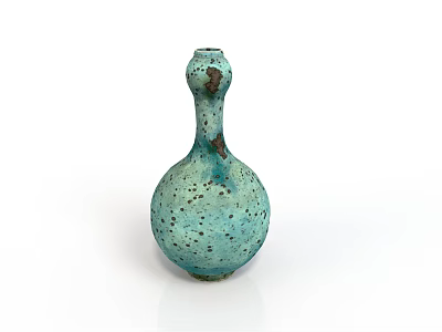 Artistic Turquoise Speckled Sculpture with Vase Shaped Body and Small Handle 3d model