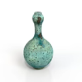 Artistic Turquoise Speckled Sculpture with Vase Shaped Body and Small Handle