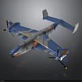 Futuristic Aerospace Vehicle With Blue White Orange Colors And Propeller Design For Space Exploration